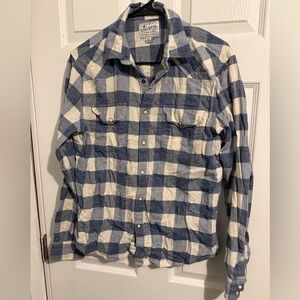 Lucky Brand Blue and White Plaid Button Shirt